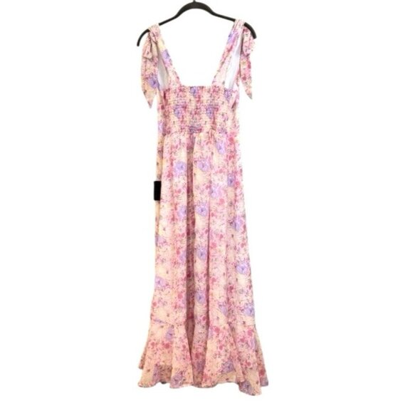 Lulu’s Women's Smocked Tie Straps Midi Dress Coastal Cowgirl Boho Floral Size M - Picture 9 of 9